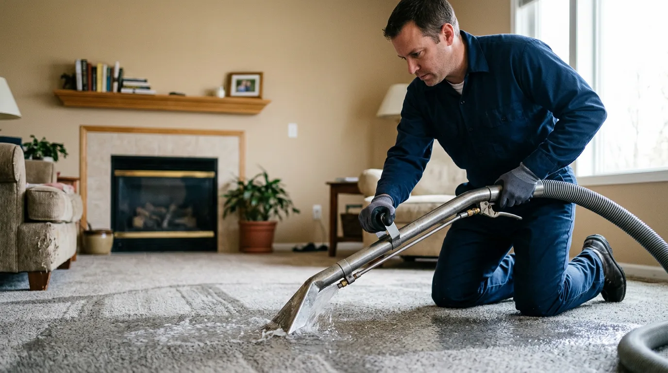 Water damage restoration technician working near Loganville, PA